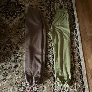 sweatpants, forever 21, green, and brownish tan colors, 2 sweats.